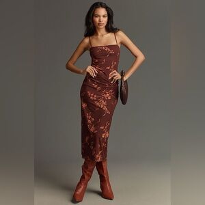 Reformation Elise Knit Dress - Brown Floral NWT